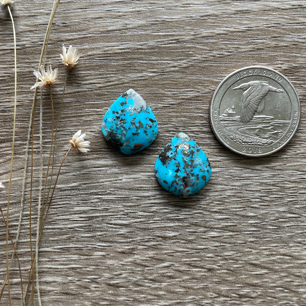 Turquoise + Pyrite Pair